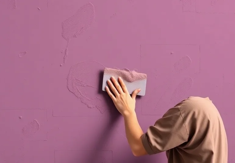 Application d'un enduit décoratif à la lisseuse sur un mur
