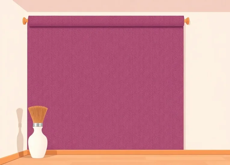 Pose de papier peint, rouleau et brosse à maroufler